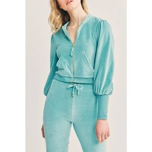 Love Shack Fancy Y2K Aegean Teal Velour Gibbons Track Suit Set